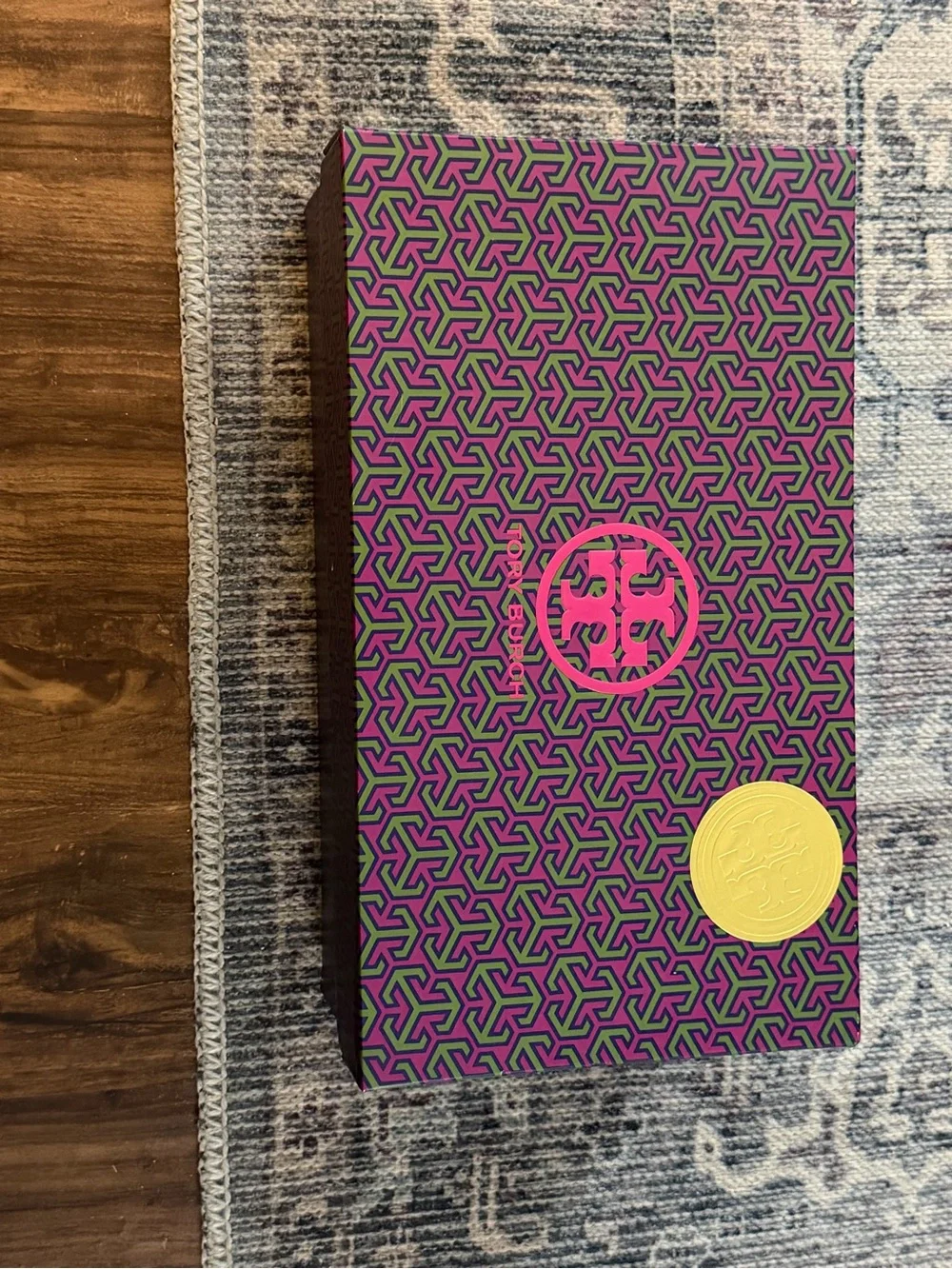 Tory Burch Black Patent Flat Sandals with Gold Logo Accent